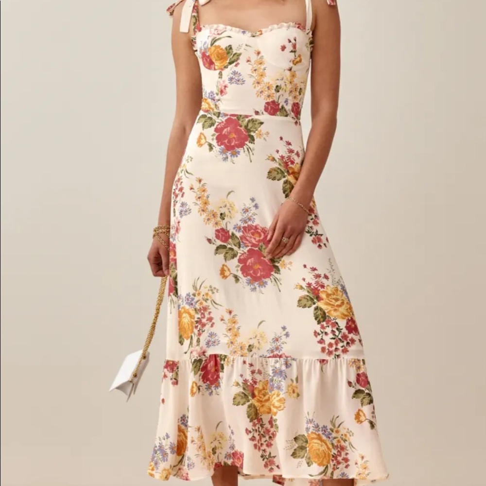 Floral Cream Midi Dress